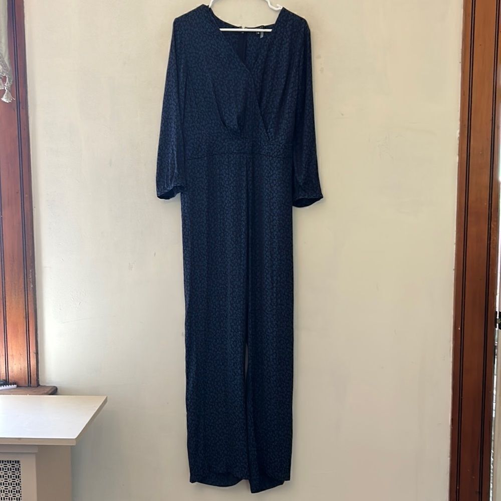 1. State midnight blue black long sleeve jumpsuit Size 12 New